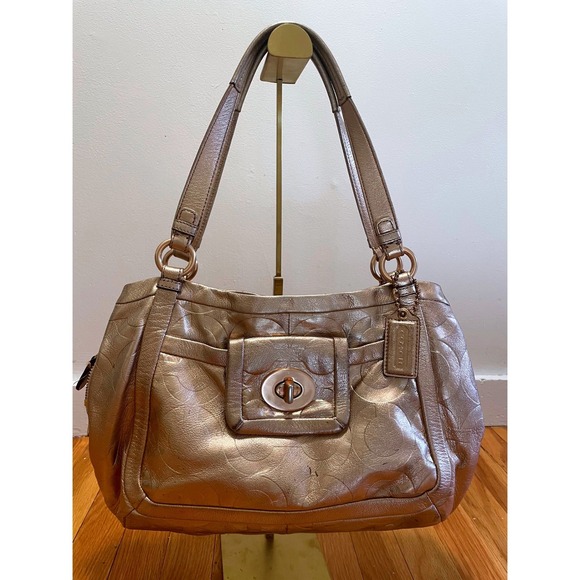 Coach Handbags - Coach Leather Shoulder Bag Parker Metallic Rose Gold C Embossed 13608